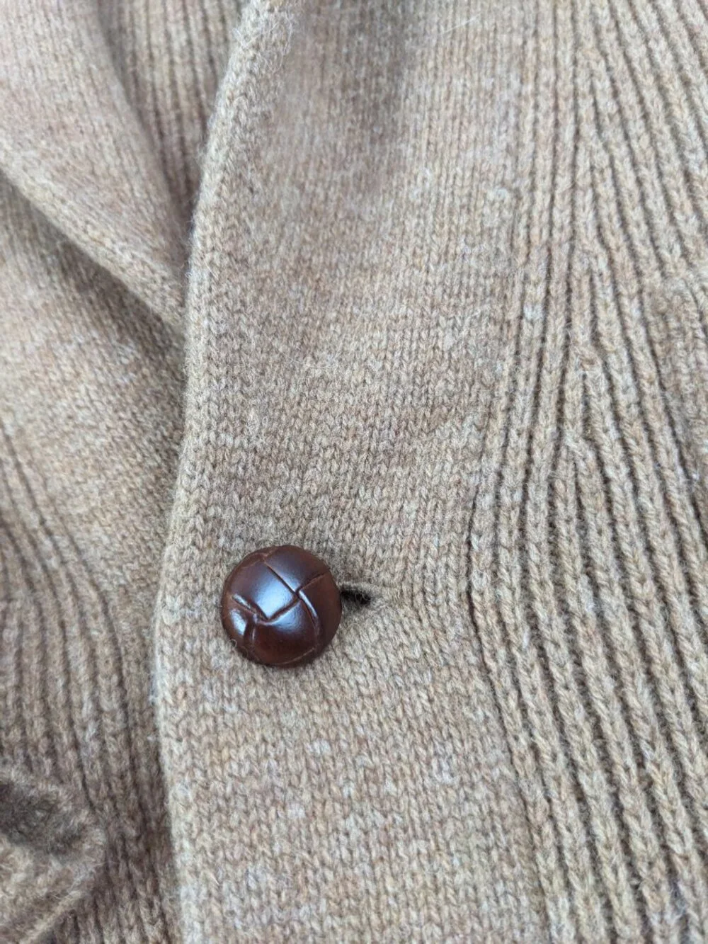 J Crew Sweater Thick Lambswool Shawl Cardigan Rib Knit Brown Mens Medium